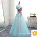 New Model A Line Elegant Blue Embroided Flower Lace Wedding Dress 2017